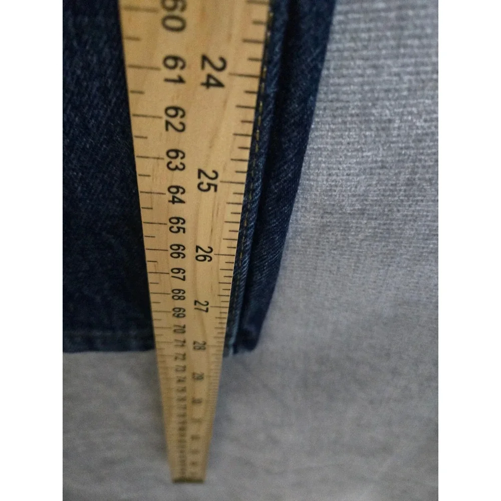 Levis 505 Regular Fit Jeans Mens 38x30 Dark Wash Blue Denim Distressed Straight